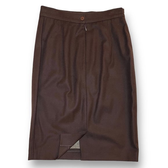 Burberry London Wool Cashmere Skirt Made in Italy Chocolate Brown Size 8 US - Picture 2 of 4